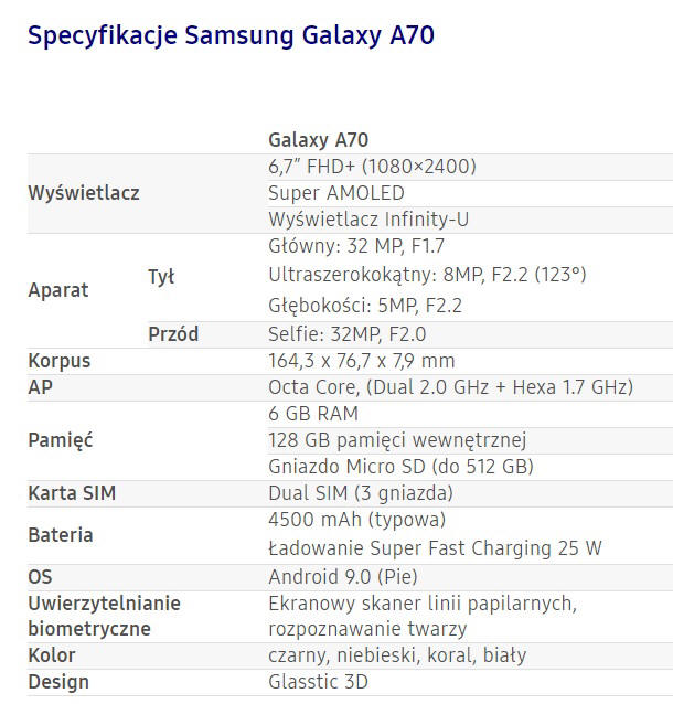 Samsung Galaxy A70