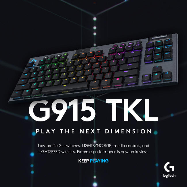 Logitech G915 bez klawiszy numerycznych