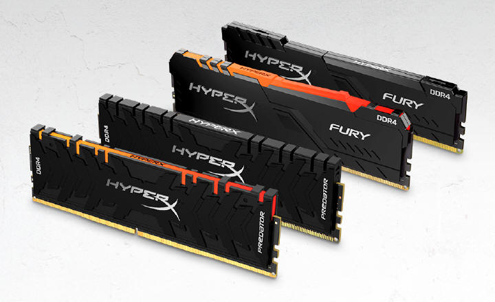 HyperX Predator DDR4 RGB i FURY DDR4 RGB opojemnoci do 256 GB