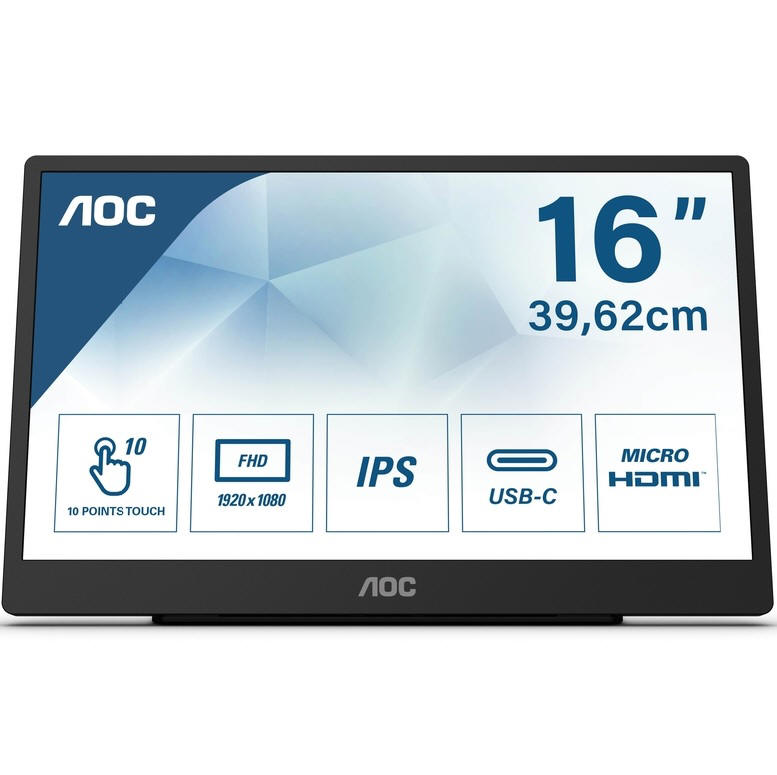 AOC 16T2 - przenony monitor z 10-punktowym panelem dotykowym