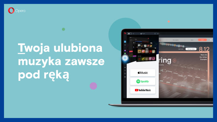 Opera ze Spotify, Apple Music i YouTube w pasku bocznym