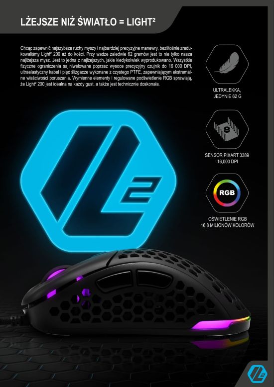 Sharkoon Light²200 – mysz do gier lżejsza niż piórko