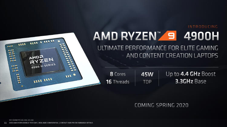 AMD Ryzen 9 4000H przewidziane do laptopów dla graczy