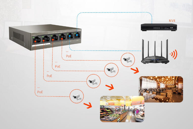 Tenda TEF1106P-4-63W - niezarzdzalny switch PoE z 2 portami uplink