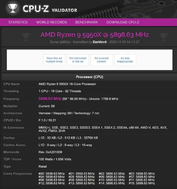 AMD Ryzen 9 5950X podkrcony do 5.90 GHz