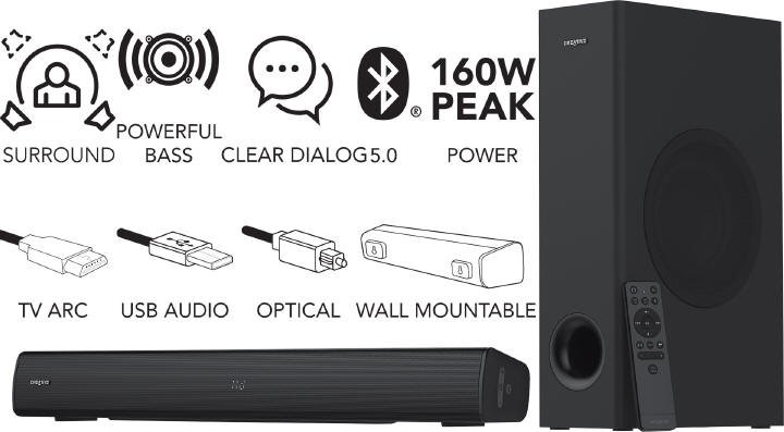 Creative Stage V2 - Soundbar z TV ARC, Surround i Clear Dialog