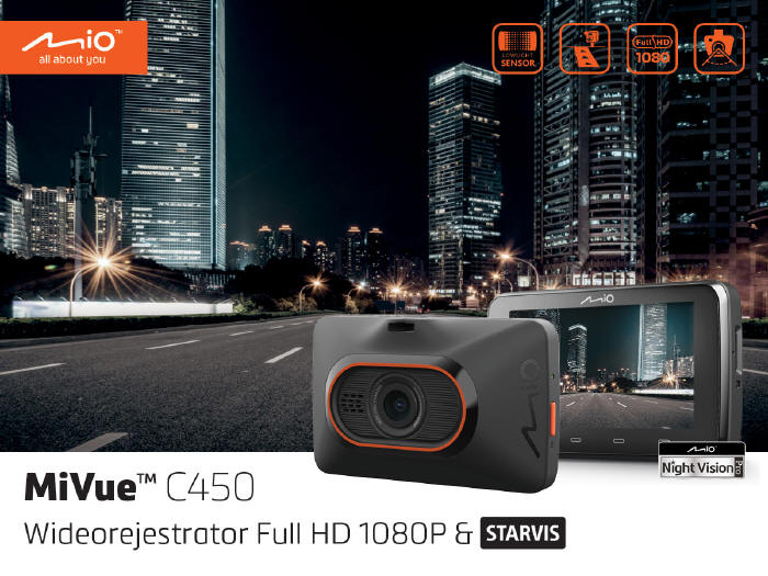 Mio C450 uchwyci każdy szczegół po zmroku