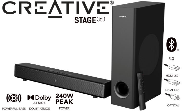 Creative STAGE 360 - Soundbar z technologi Dolby Atmos
