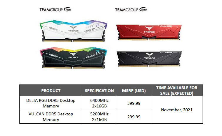 TEAMGROUP T-FORCE DELTA RGB DDR5 & VULCAN DDR5