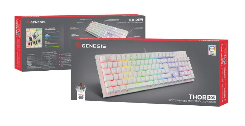 Genesis Thor 303 RGB (TKL) - mechanik z wymiennymi przełącznikami