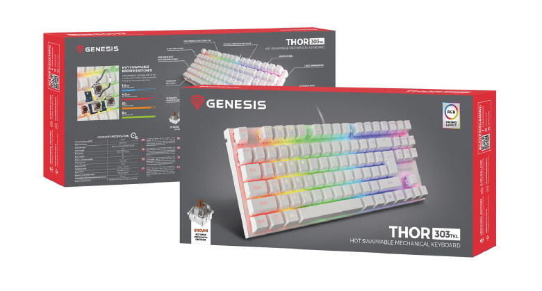 Genesis Thor 303 RGB (TKL) - mechanik z wymiennymi przecznikami