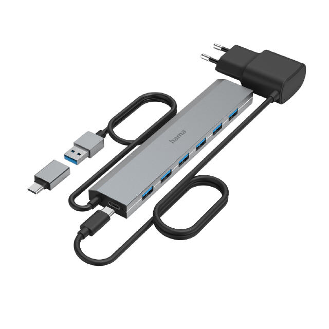 HAMA - hub USB Hama z 7 portami i funkcją ładowarki 