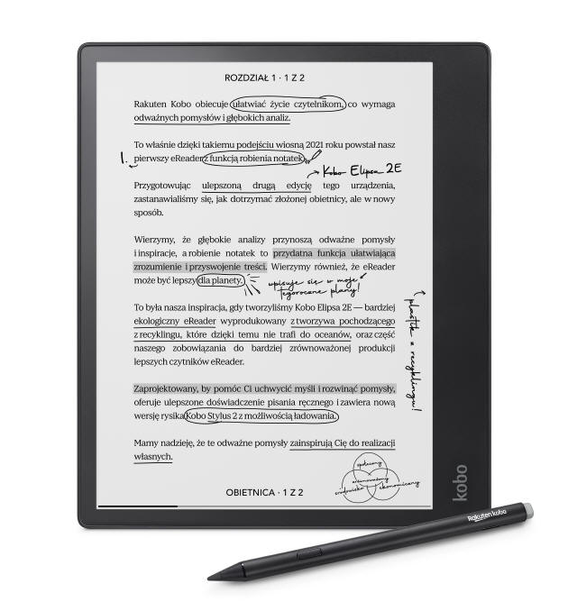 Rakuten Kobo Elipsa 2E - czytnik z możliwością robienia notatek