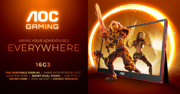 AOC GAMING 16G3 - przenośny monitor IPS 144 Hz