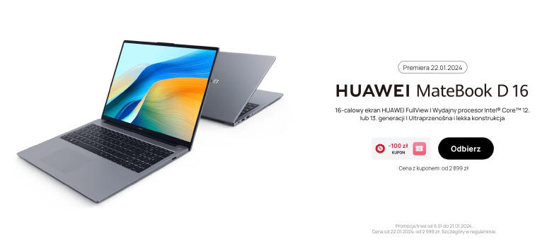 Huawei - polskie premiery MateBook D 16 2024 i MatePad Pro 13.2’