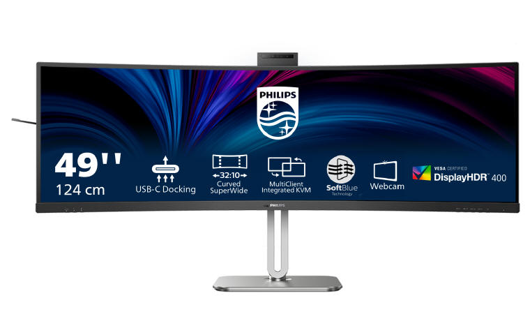 49-calowy monitor Philips z technologią Busylight i kamerką i Autoframing