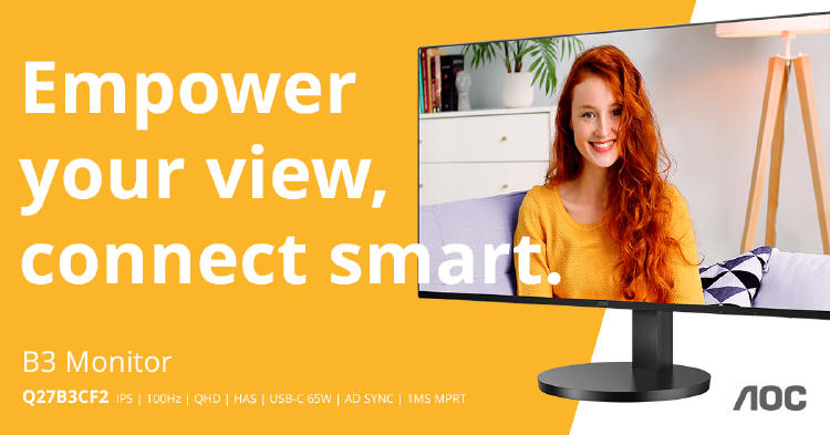 AOC Q27B3CF2 – ostro Quad HD, pynno 100 Hz i USB-C