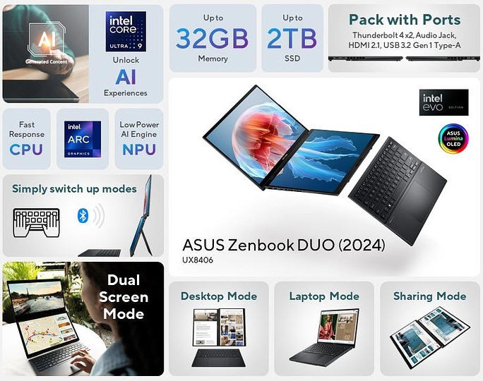 ASUS Zenbook DUO - 14-calowy laptop z dwoma ekranami OLED