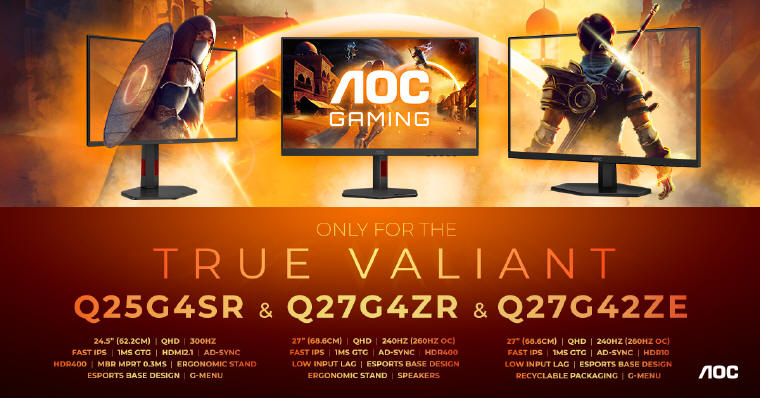 AOC GAMING Trzy monitory QHD z wysokim odświeżeniem