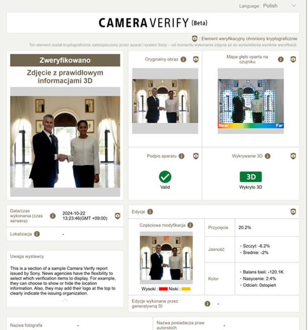 Sony - kompleksowa weryfikacja autentyczności materiałów wideo