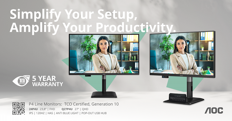 AOC P4 120Hz monitory biznesowe z wysuwanym hubem USB