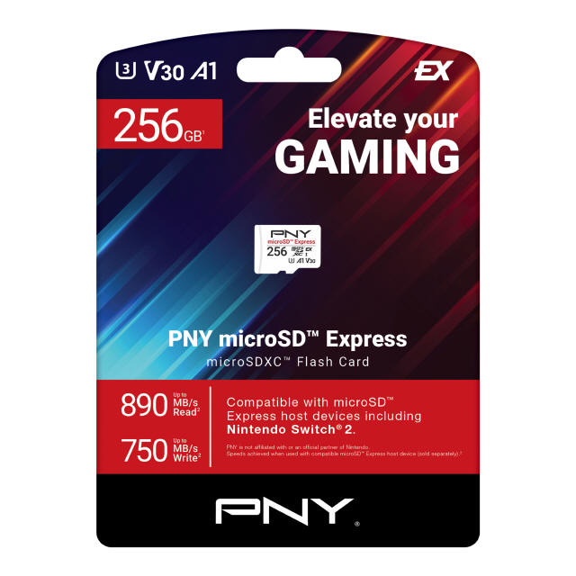 PNY - karty pamięci microSD Express Flash dla Nintendo Switch 2