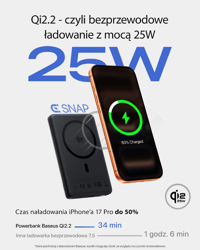 Baseus PicoGo AM52 z bezprzewodowym ładowaniem Qi2.2 - 25 W