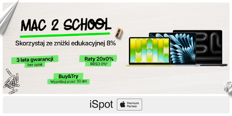 Mac z 3-letnią ochroną, 30 dniami na test i 8% zniżki dla edukacji