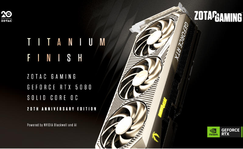 ZOTAC GeForce RTX 5080 SOLID CORE OC 20th Anniversary Edition