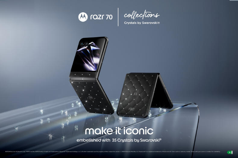 Składana motorola razr 70 z kryształami Swarovski