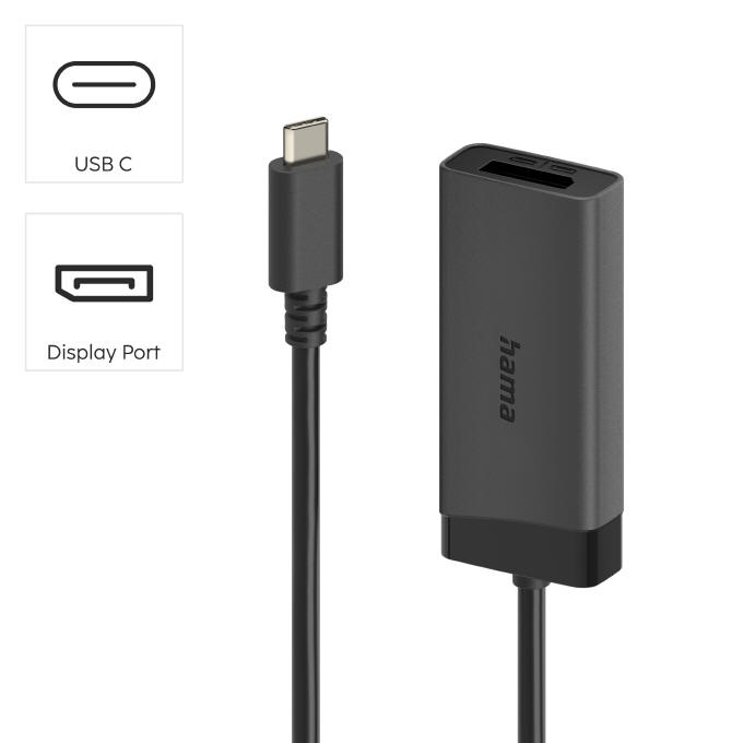 Hama wideo USB-C 4K z gniazdem HDMI i DisplayPort