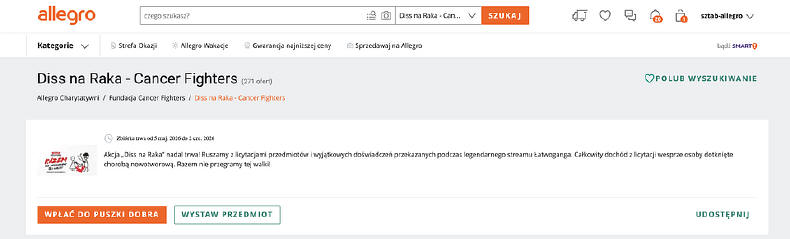 Allegro - wyjątkowe przedmioty dla Cancer Fighters