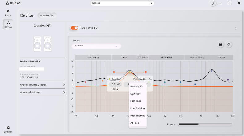 Creative XF1 to Bi-amping, DSP i Hi-Res Audio