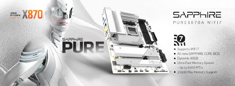 SAPPHIRE PURE X870A WIFI 7 - płyta główna w białym stylu